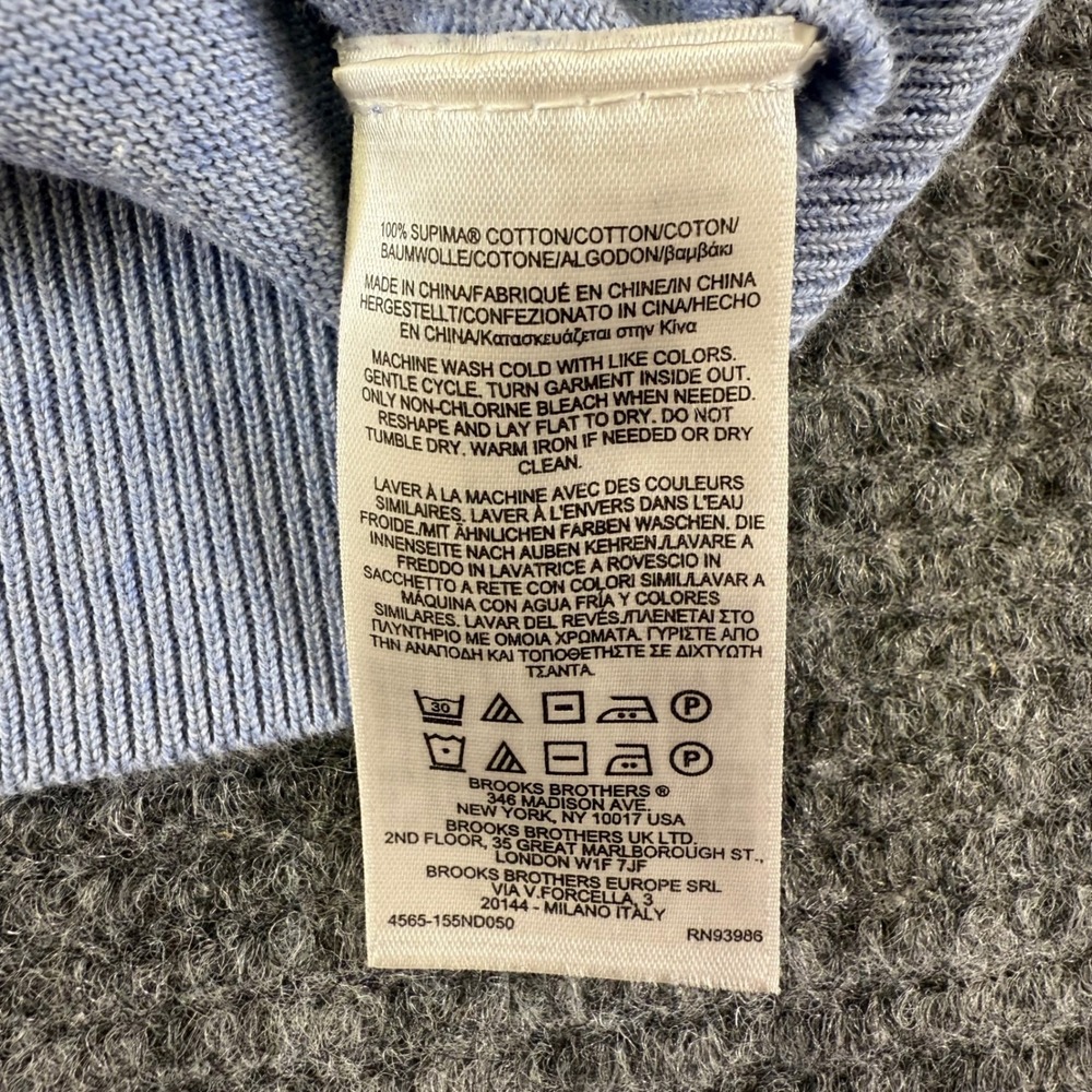 Brooks Brothers Mens Light Blue Qtr Zip Sweater Pullover Knit Mock Neck Size 2XL - Picture 12 of 16